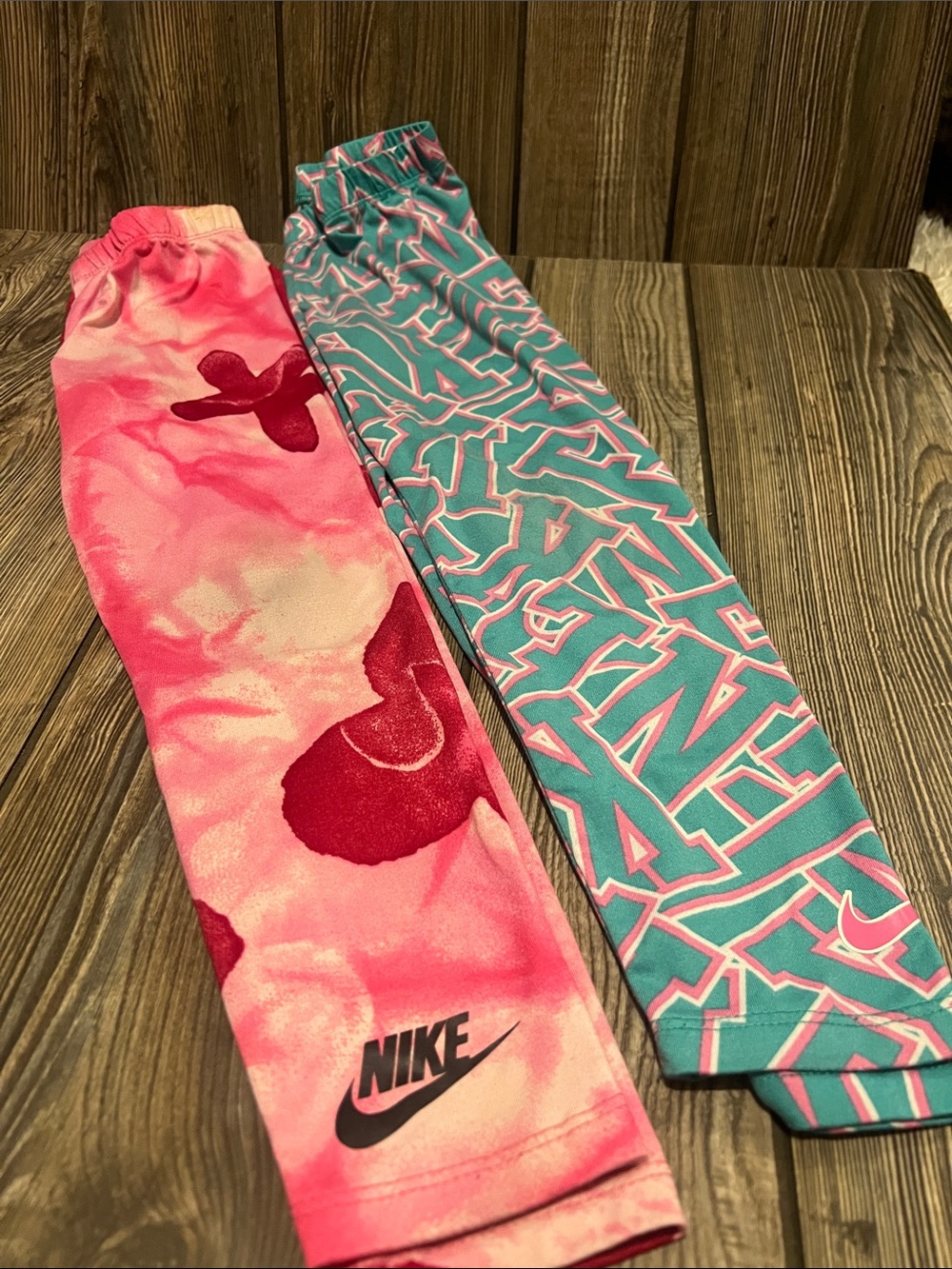Nike Girls' Pink Tie-Dye & Teal Graphic Leggings Set